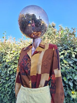 Chemise moutarde motifs vintage