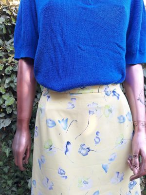 Jupe jaune pale fleurs