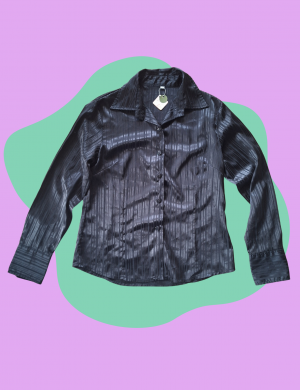 Chemise noire satinée rayures