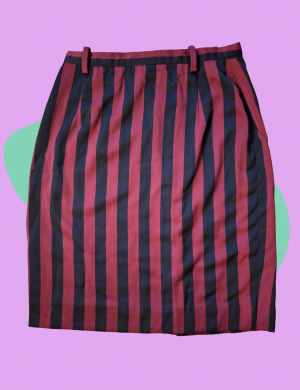 Jupe rayures noires/bordeaux