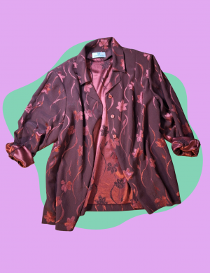 Chemise bordeaux fleurs