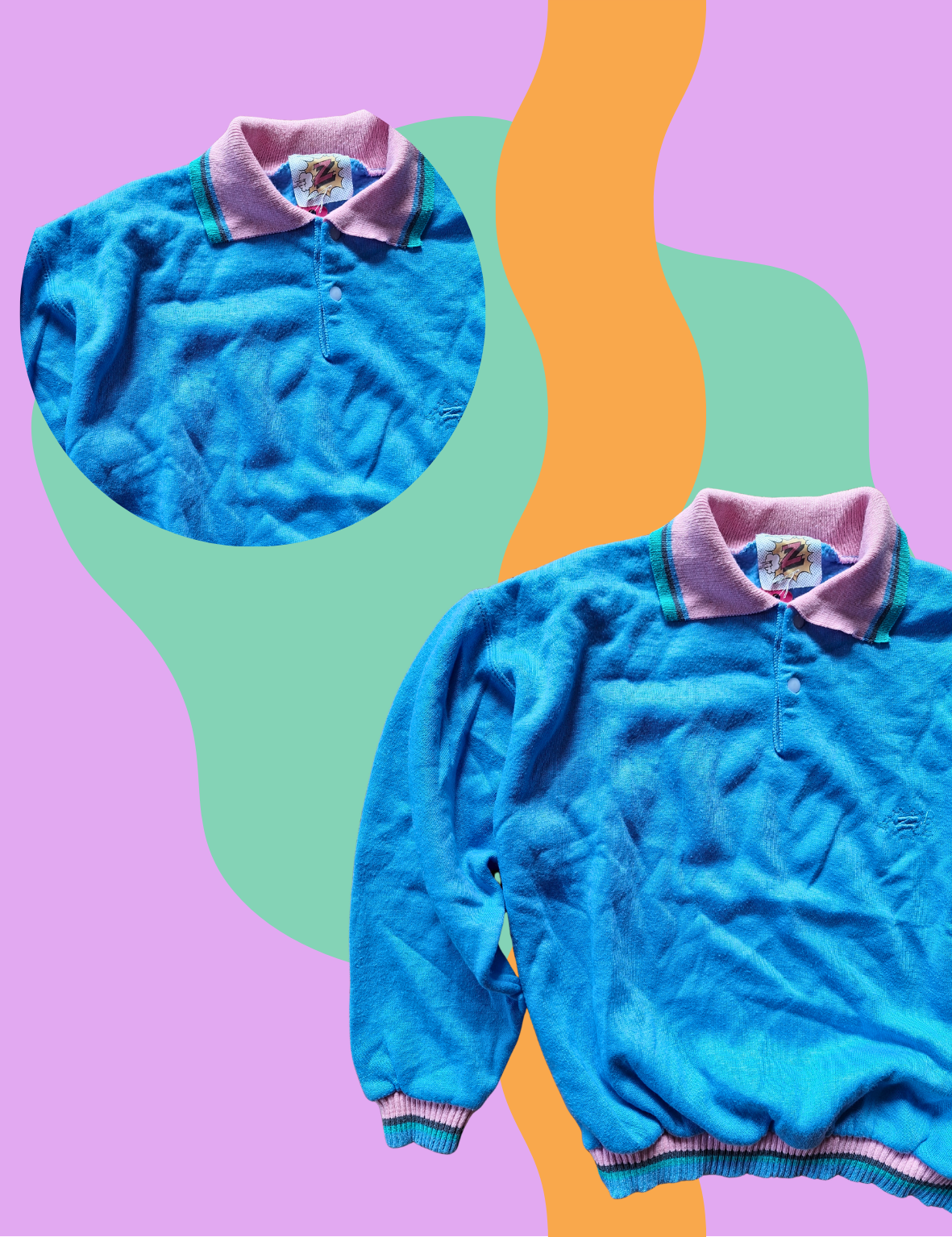 Pull Z bleu vintage – Image 2