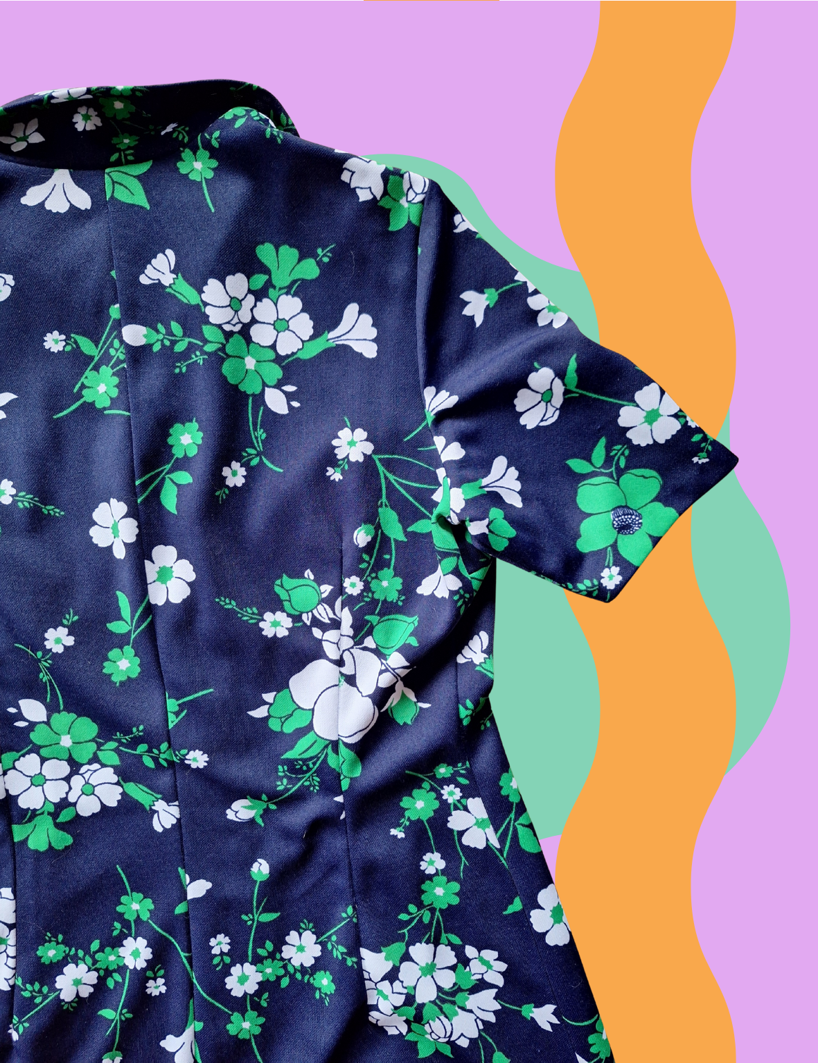 Robe bleue vintage fleurs – Image 4